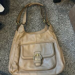 tan leather coach bag